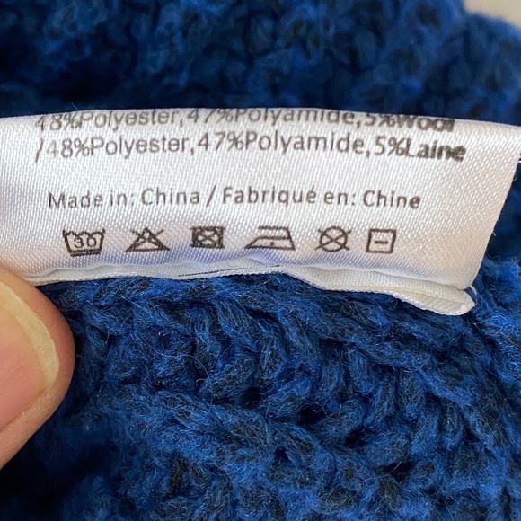 Soaked in Luxury (SAMPLE) Women's Blue Mock Neck Knit LS Sweater Size S/M Flared - Picture 7 of 13